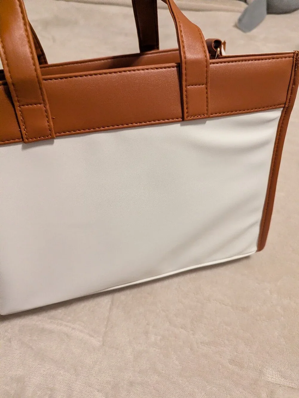 Pet Two-Tone White and Tan Tote Bag